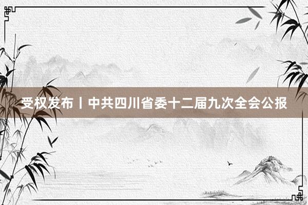受权发布丨中共四川省委十二届九次全会公报