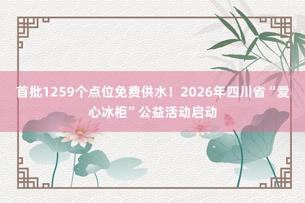 首批1259个点位免费供水！2026年四川省“爱心冰柜”公益活动启动
