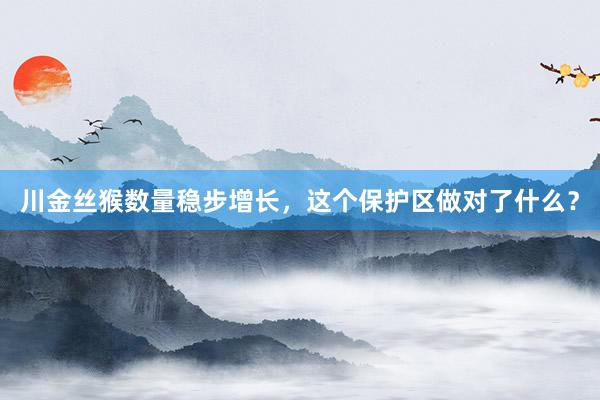 川金丝猴数量稳步增长，这个保护区做对了什么？
