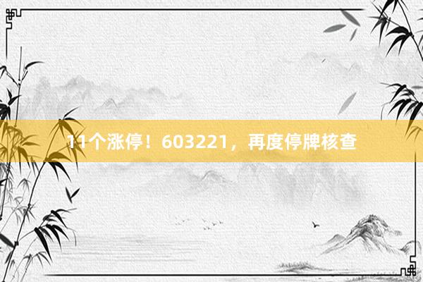 11个涨停！603221，再度停牌核查