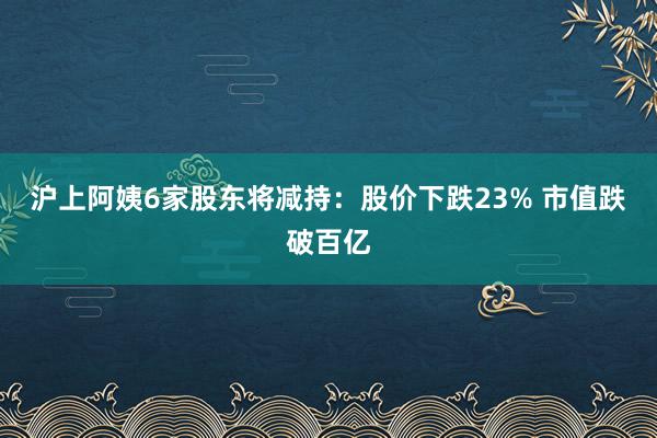 沪上阿姨6家股东将减持：股价下跌23% 市值跌破百亿