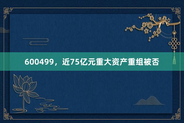 600499，近75亿元重大资产重组被否