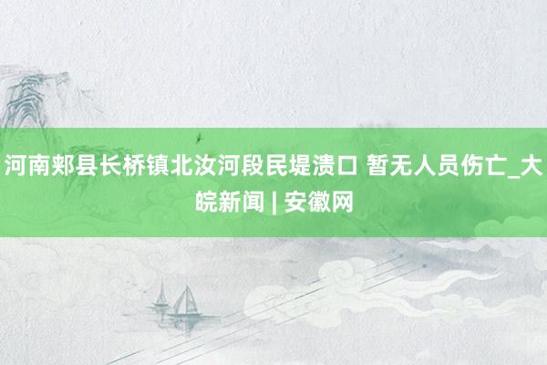 河南郏县长桥镇北汝河段民堤溃口 暂无人员伤亡_大皖新闻 | 安徽网