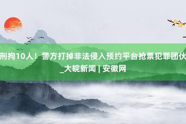 刑拘10人！警方打掉非法侵入预约平台抢票犯罪团伙_大皖新闻 | 安徽网