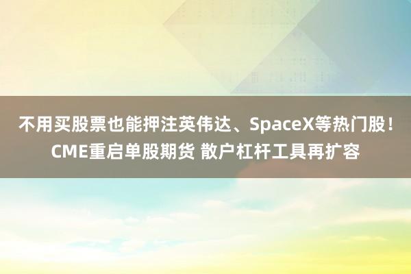 不用买股票也能押注英伟达、SpaceX等热门股！CME重启单股期货 散户杠杆工具再扩容