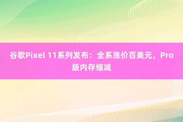 谷歌Pixel 11系列发布：全系涨价百美元，Pro版内存缩减