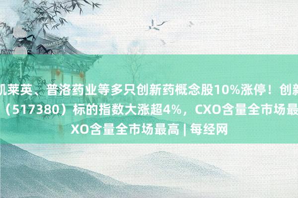 凯莱英、普洛药业等多只创新药概念股10%涨停！创新药ETF天弘（517380）标的指数大涨超4%，CXO含量全市场最高 | 每经网