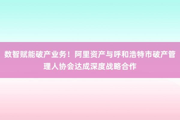 数智赋能破产业务！阿里资产与呼和浩特市破产管理人协会达成深度战略合作