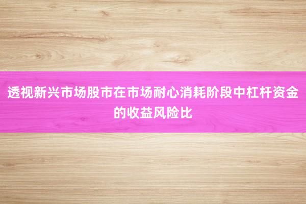 透视新兴市场股市在市场耐心消耗阶段中杠杆资金的收益风险比
