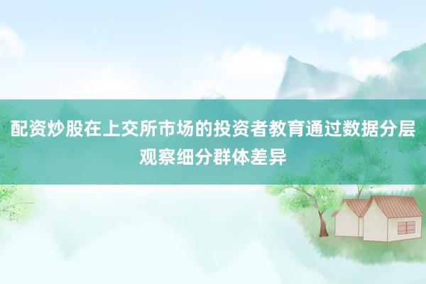 配资炒股在上交所市场的投资者教育通过数据分层观察细分群体差异