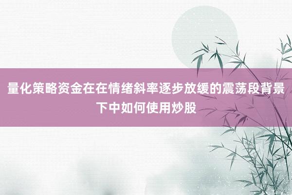 量化策略资金在在情绪斜率逐步放缓的震荡段背景下中如何使用炒股
