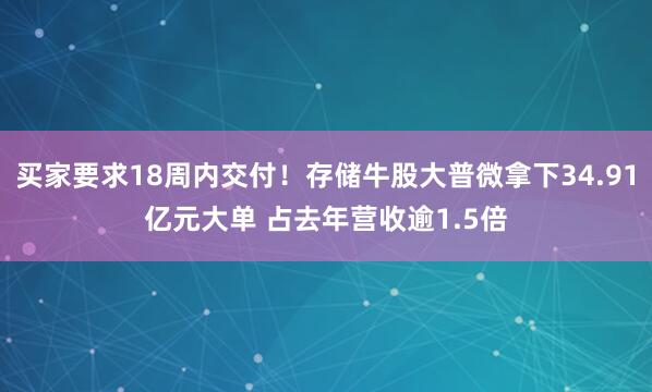 买家要求18周内交付！存储牛股大普微拿下34.91亿元大单 占去年营收逾1.5倍