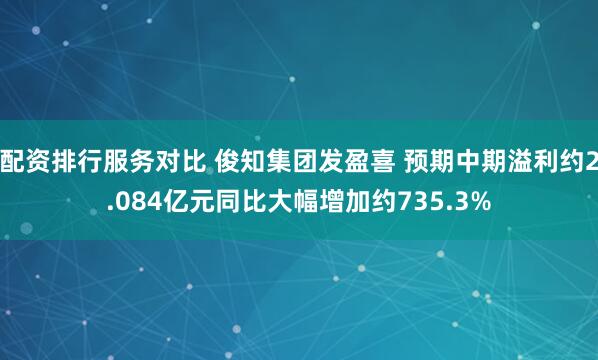 配资排行服务对比 俊知集团发盈喜 预期中期溢利约2.084亿元同比大幅增加约735.3%