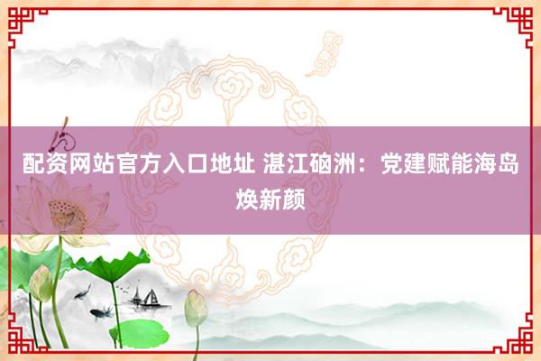 配资网站官方入口地址 湛江硇洲：党建赋能海岛焕新颜