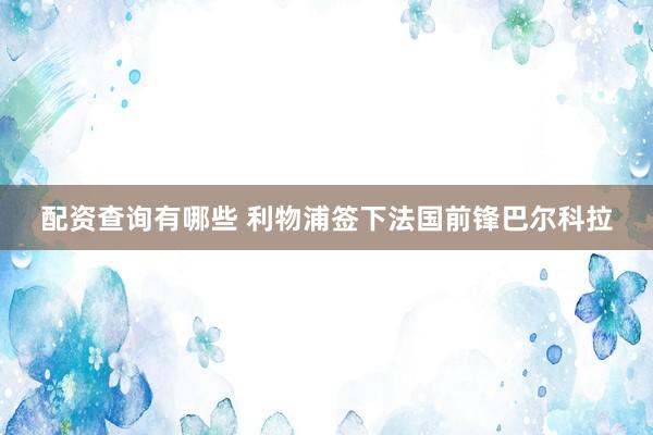 配资查询有哪些 利物浦签下法国前锋巴尔科拉