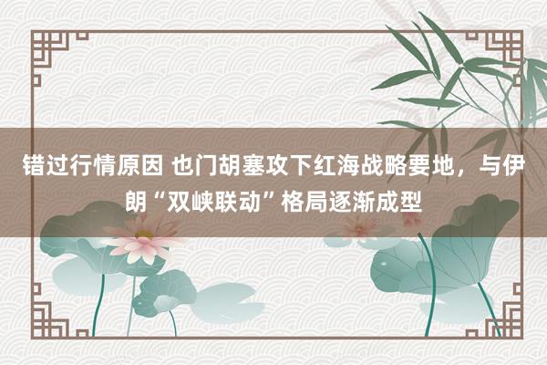 错过行情原因 也门胡塞攻下红海战略要地，与伊朗“双峡联动”格局逐渐成型
