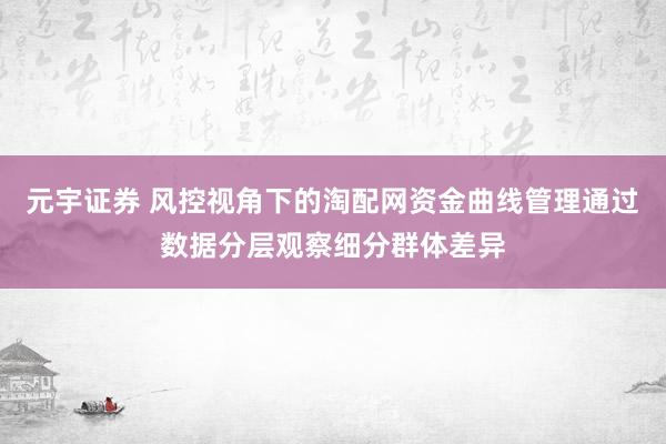 元宇证券 风控视角下的淘配网资金曲线管理通过数据分层观察细分群体差异
