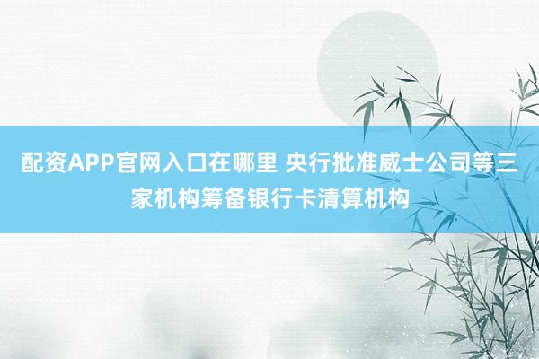 配资APP官网入口在哪里 央行批准威士公司等三家机构筹备银行卡清算机构